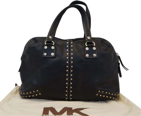 michael kors black gold studded bag|Michael Kors quilted bag black.